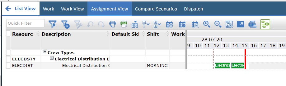 Crew Management using Graphical Scheduling applications