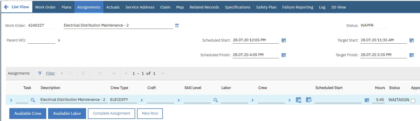 Crew Management using Graphical Scheduling applications