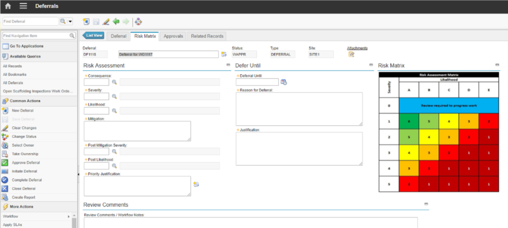 IBM Maximo BPD Accelerator for Oil & Gas Deferrals screenshot