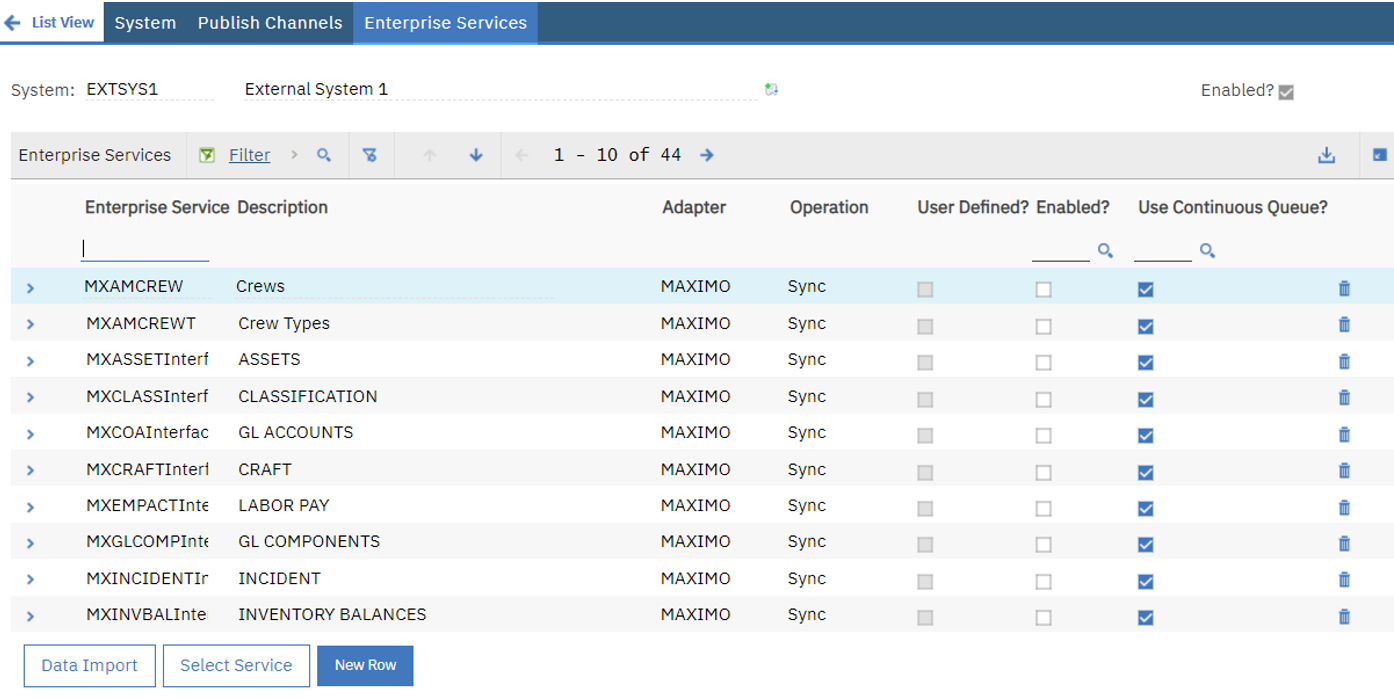 An image demonstrating step 2, enterprise service in data imports