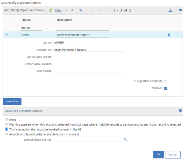 Advanced Signature options BPD Zenith IBM Maximo